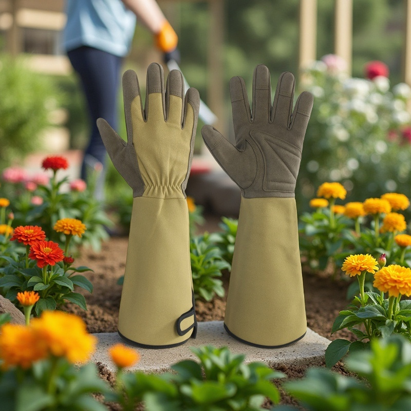 Garden Gloves Thorn Proof - ถุงมือทำสวนแบบยาว ป้องกันหนาม ถุงมือผ้าแคนวาสสำหรับตัดแต่งกุหลาบ ใช้งานได้กับหน้าจอสัมผัส ระบายอากาศได้ดี