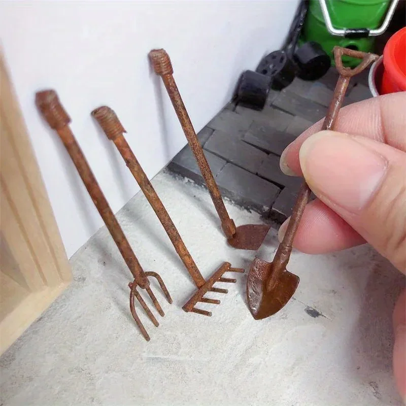 Gardening Tools Wholesale - เครื่องประดับอุปกรณ์ทำสวนขนาดเล็ก4ชิ้น/แพ็คงานฝีมือโลหะสนิมชุดเครื่องมือทำสวนสนิม