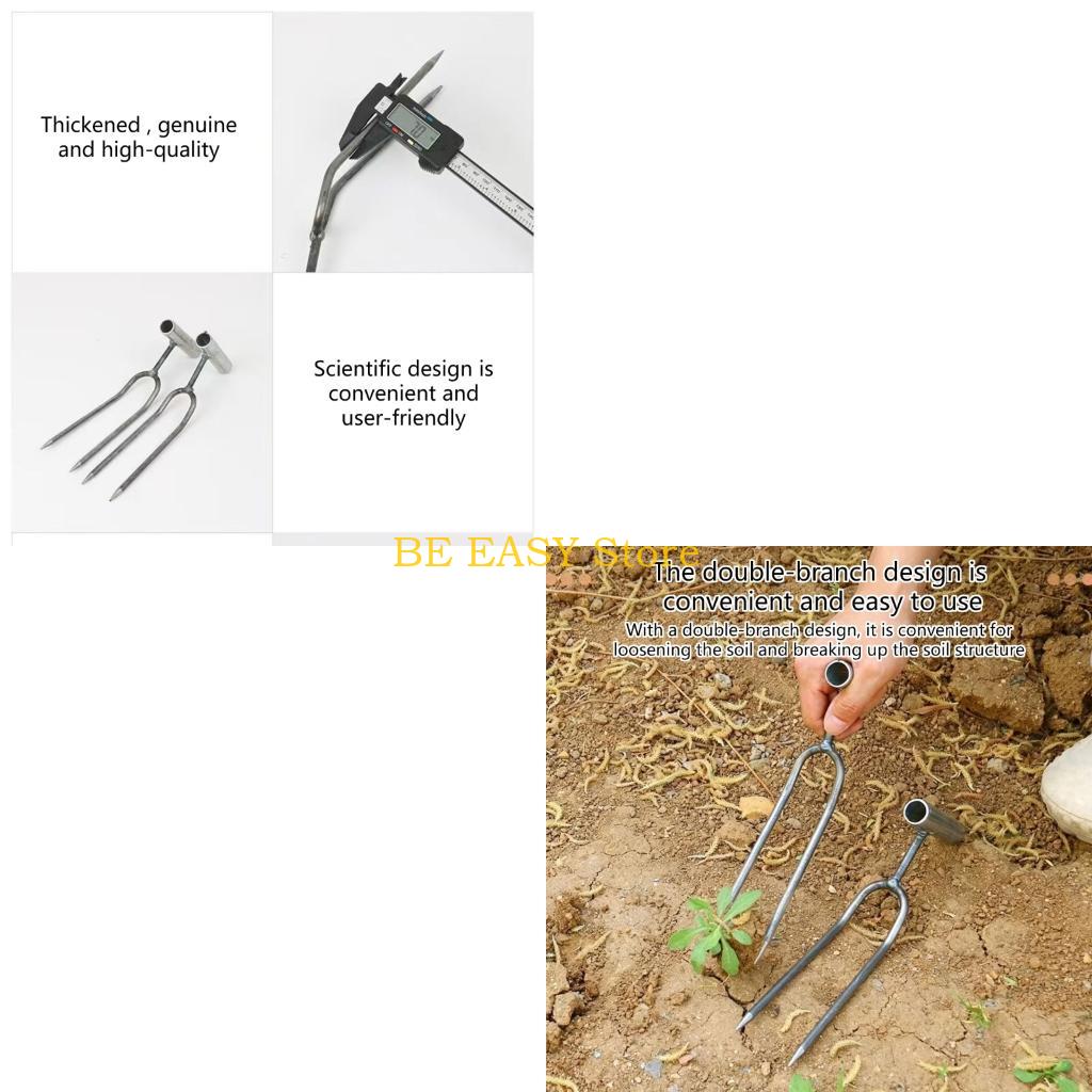 Gardening Tools Description - E28F มืออาชีพขุดเหล็กส้อมมือเกษตรกร 2 คราดรากเขี้ยวสำหรับทำสวน