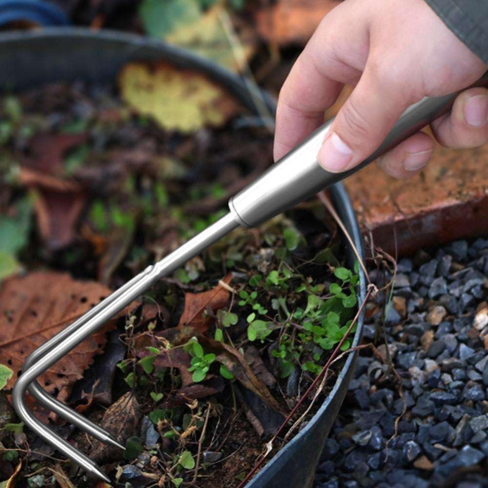 Weed Puller - สแตนเลสสตีลวัชพืช PULLER 2-7 ฟันแมงกานีสเหล็ก Hand Rake