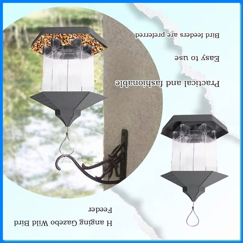 Gardening Hand Tools B&Q - เครื่องให้อาหารนกแบบแขวน รุ่น Gazebo พร้อมช่องให้อาหาร 6 ช่อง