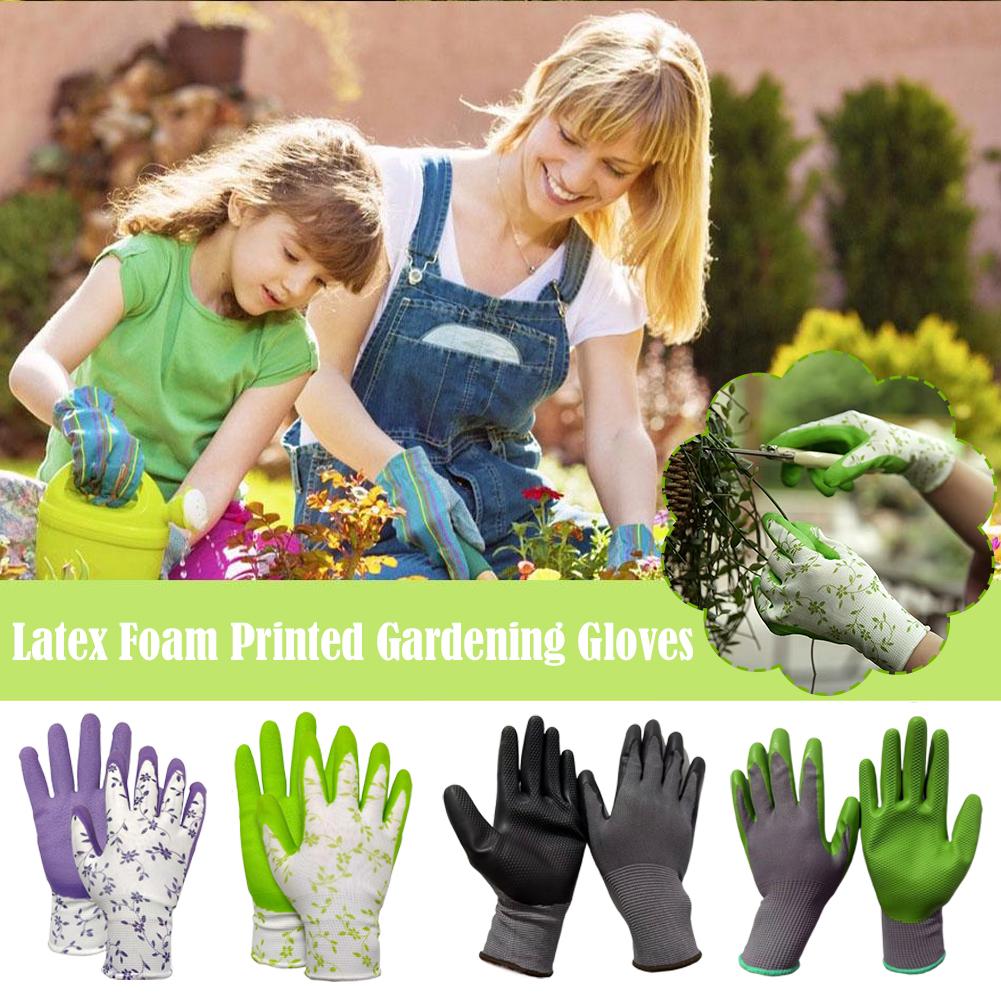 Garden Gloves Thorn Proof - ถุงมือทำสวนแบบพิมพ์ลายจากยางลาเท็กซ์ สำหรับทำสวน จัดสวน ถุงมือยาง DIY ถุงมือทำงาน