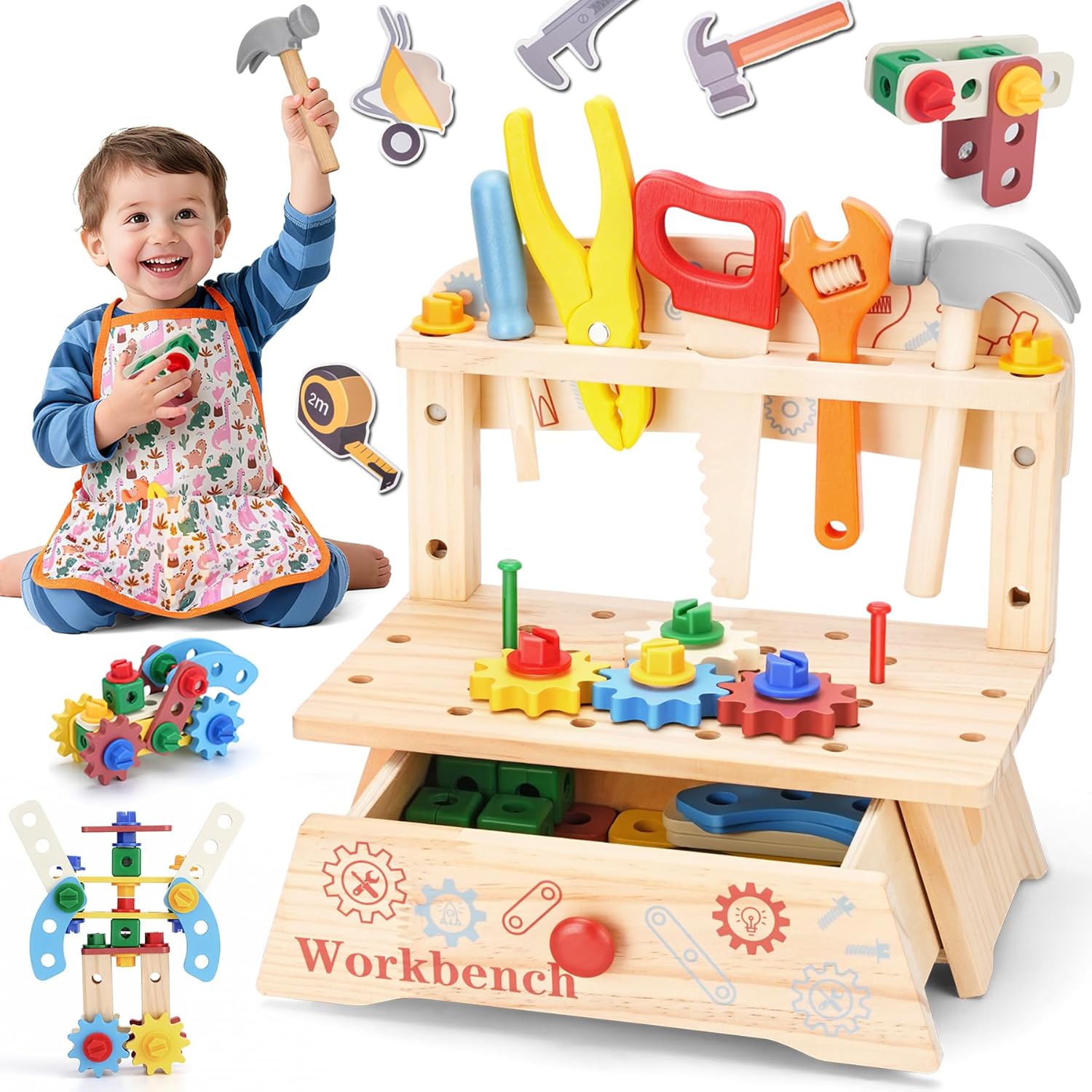 Gardening Tools Girls - ชุดเครื่องมือช่างไม้สำหรับเด็ก, ของเล่นเสริมพัฒนาการแบบมอนเตสซอรี่, ของเล่นบทบาทสมมติงานก่อสร้าง, ของขวัญเสริมพัฒนาการสำหรับเด็กชายและเด็กหญิง