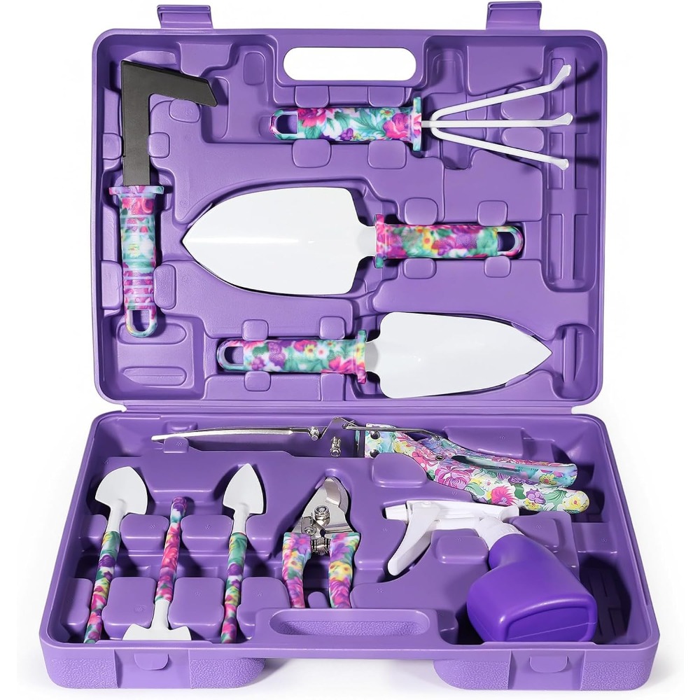 Gardening Tools For Women - ชุดเครื่องมือทำสวน 10 ชิ้นพร้อมกระเป๋าลายดอกไม้: ของขวัญที่เหมาะสำหรับผู้หญิงในโอกาสพิเศษ