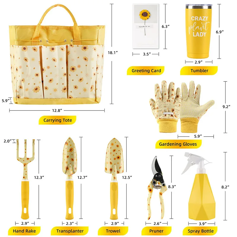 Gardening Tools For Women - ชุดเครื่องมือทำสวนที่ทนทาน ชุดของขวัญทำสวนน่ารักสำหรับสุภาพสตรี ชุดเครื่องมือทำสวนพร้อมลายพิมพ์สวยงาม เครื่องมือทำสวนแบบใช้มือ