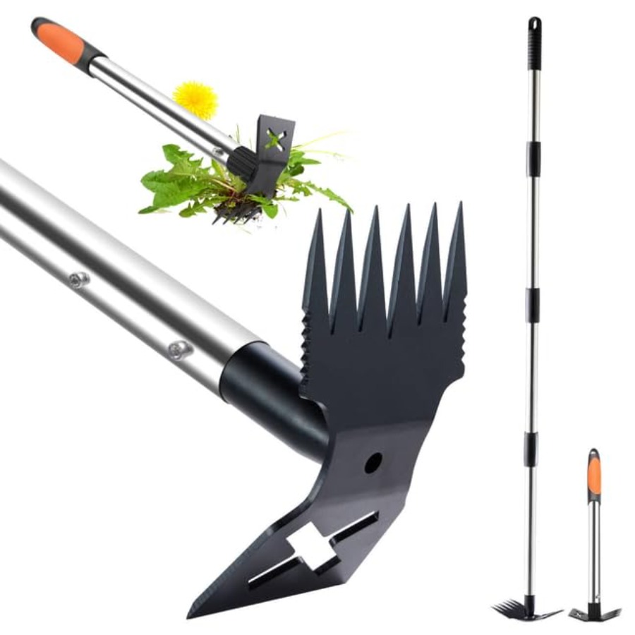 Weed Puller - เครื่องมือถอนวัชพืชขนาด 60 นิ้ว พร้อมด้ามจับยาว และชุดเครื่องมือกำจัดวัชพืชขนาด 17